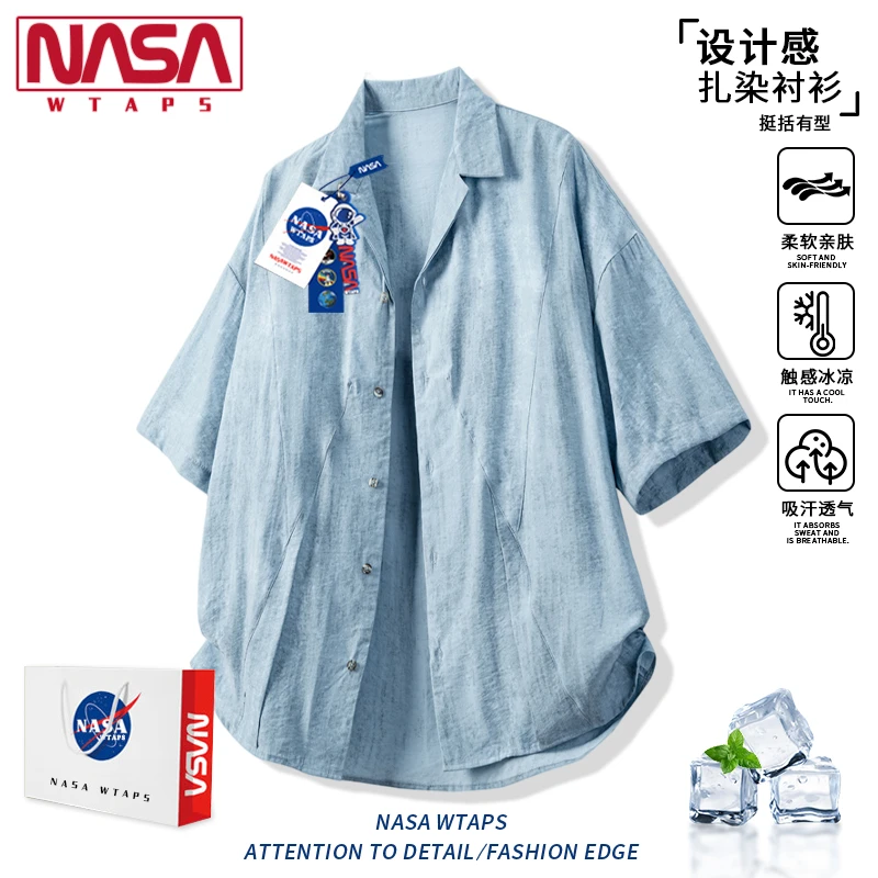 NASA WTAPS防晒冰丝短袖衬衫男款夏季高级感痞帅宽松休闲衬衣外套