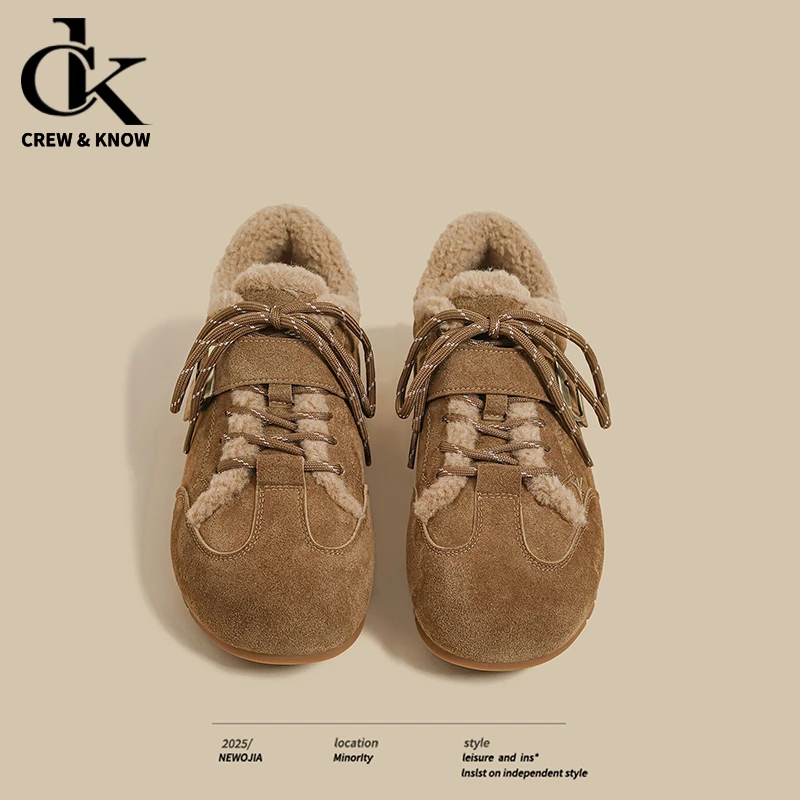 【C·K官方正品】2025秋冬新款厚底德训休闲鞋女加绒运动阿甘勃肯鞋