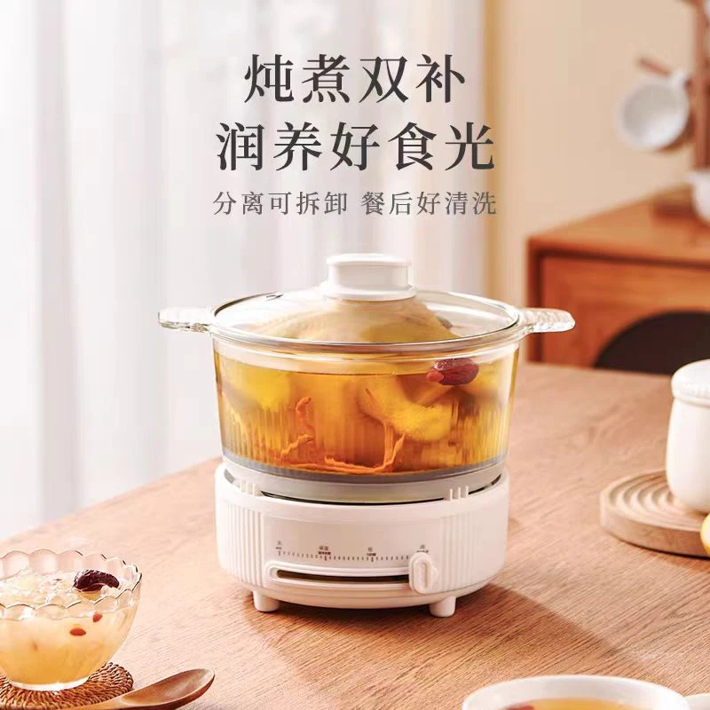 小型家用炖锅宿舍多功能蒸煮小电锅玻璃炖锅0731-3