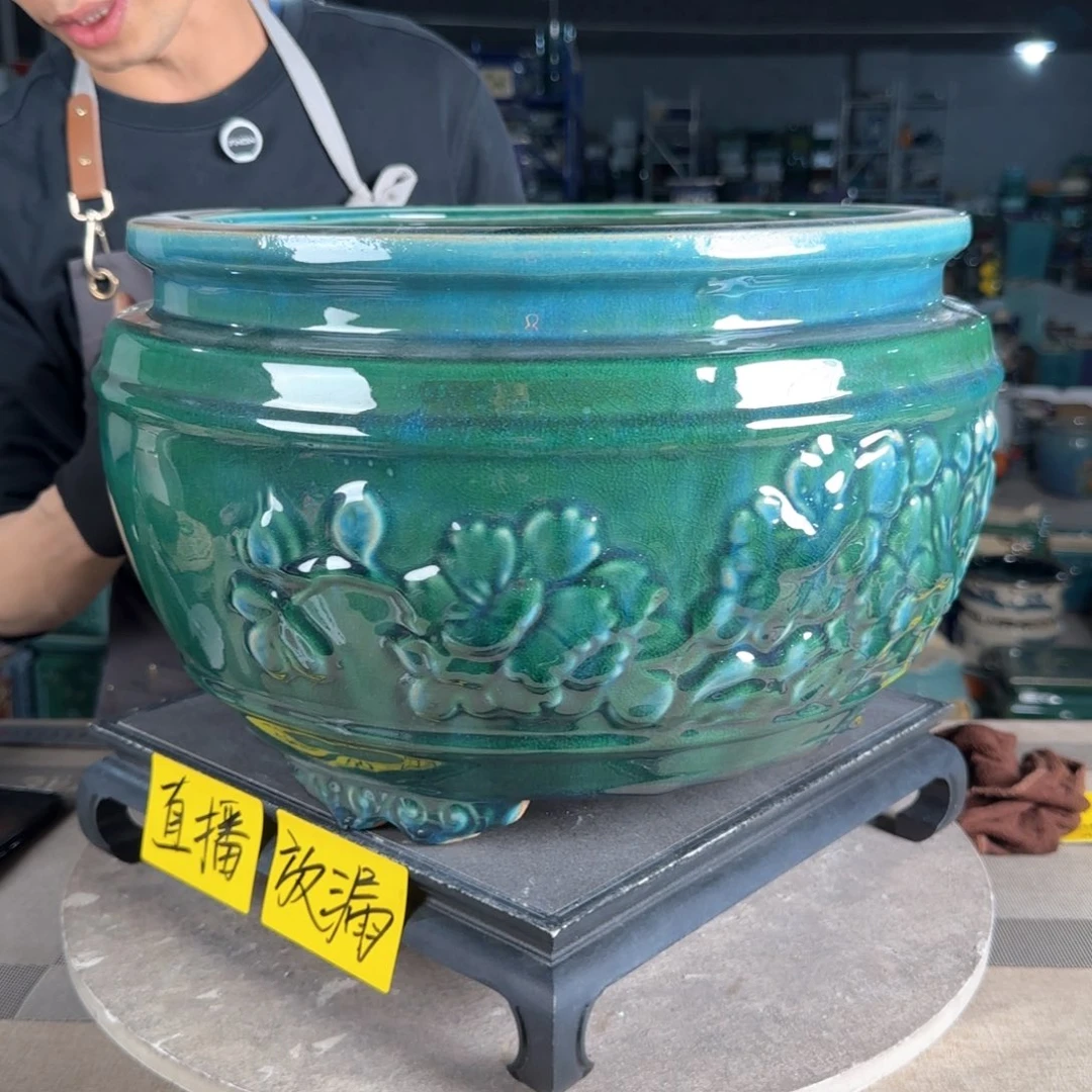 一风堂石湾花盆。轻微高温裂