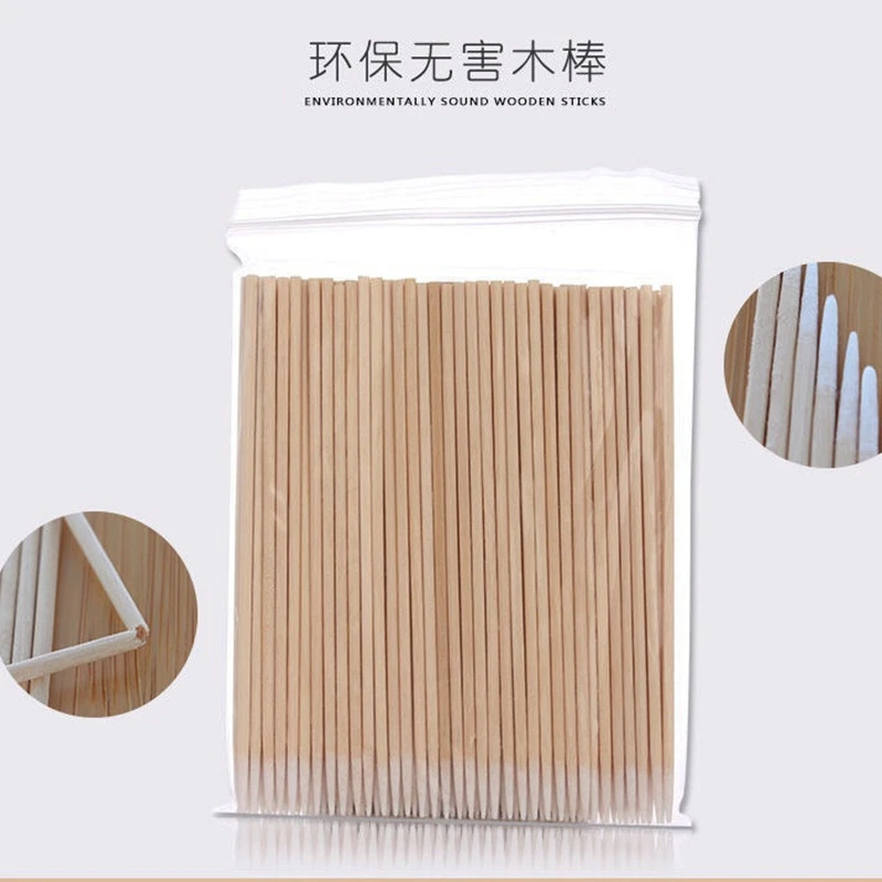 棉棒木棒指去胶擦尖美缝隙一次性清洁溢沟超细棉签棒DIY白色