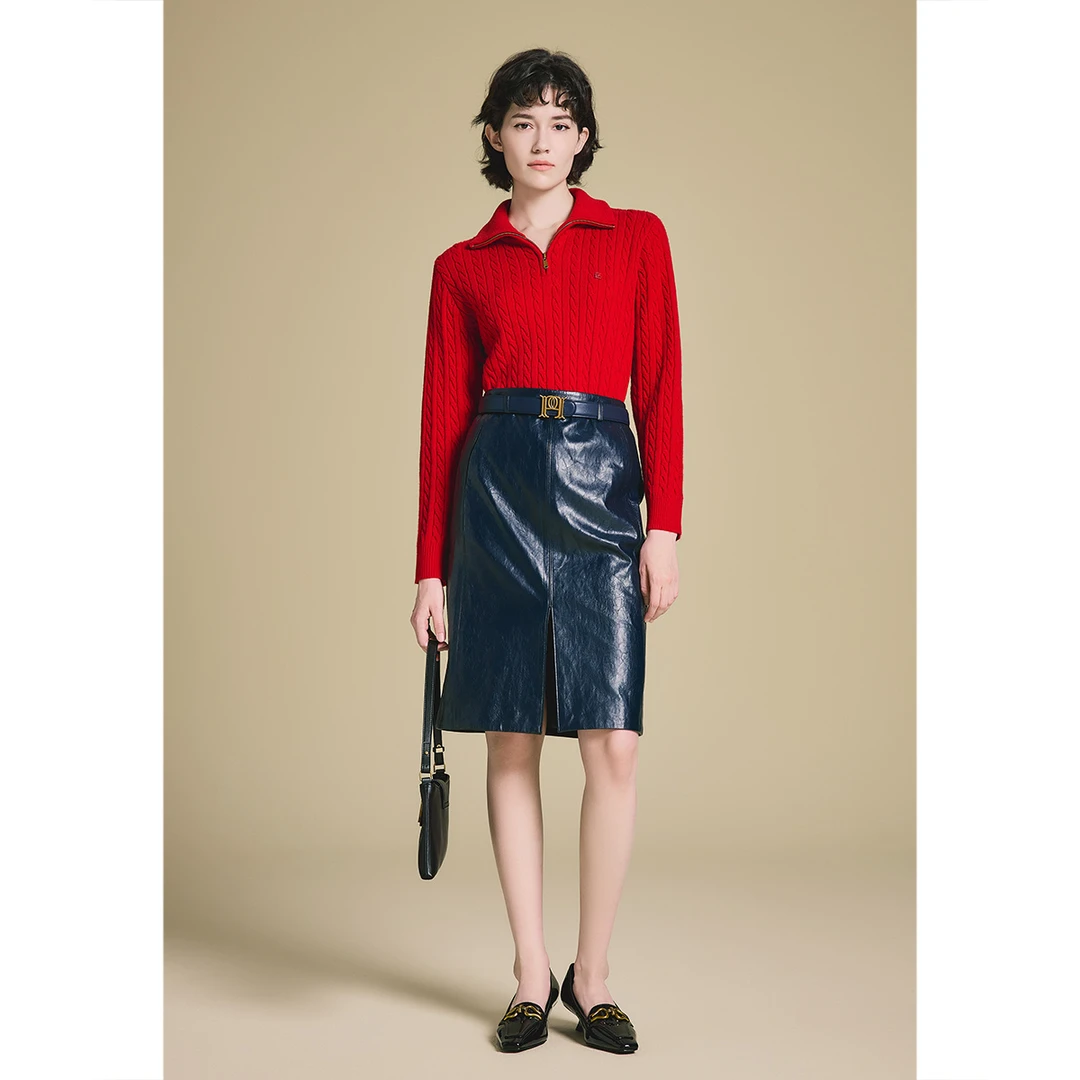 PSALTER诗篇 2025年春季新款复古翻领毛针织衫6C35106230