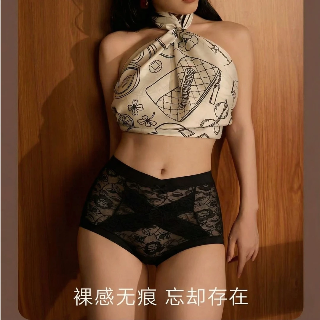 提臀包臀镂空内裤内衣豹纹连体三角裤中腰女三角内裤4383