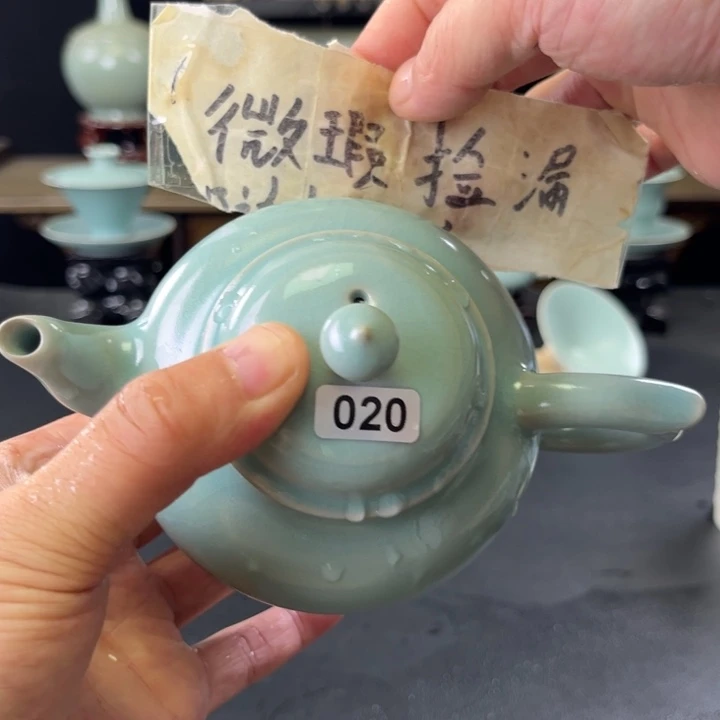 瓷片仿古釉汝官窑笑樱壶020号微瑕捡漏