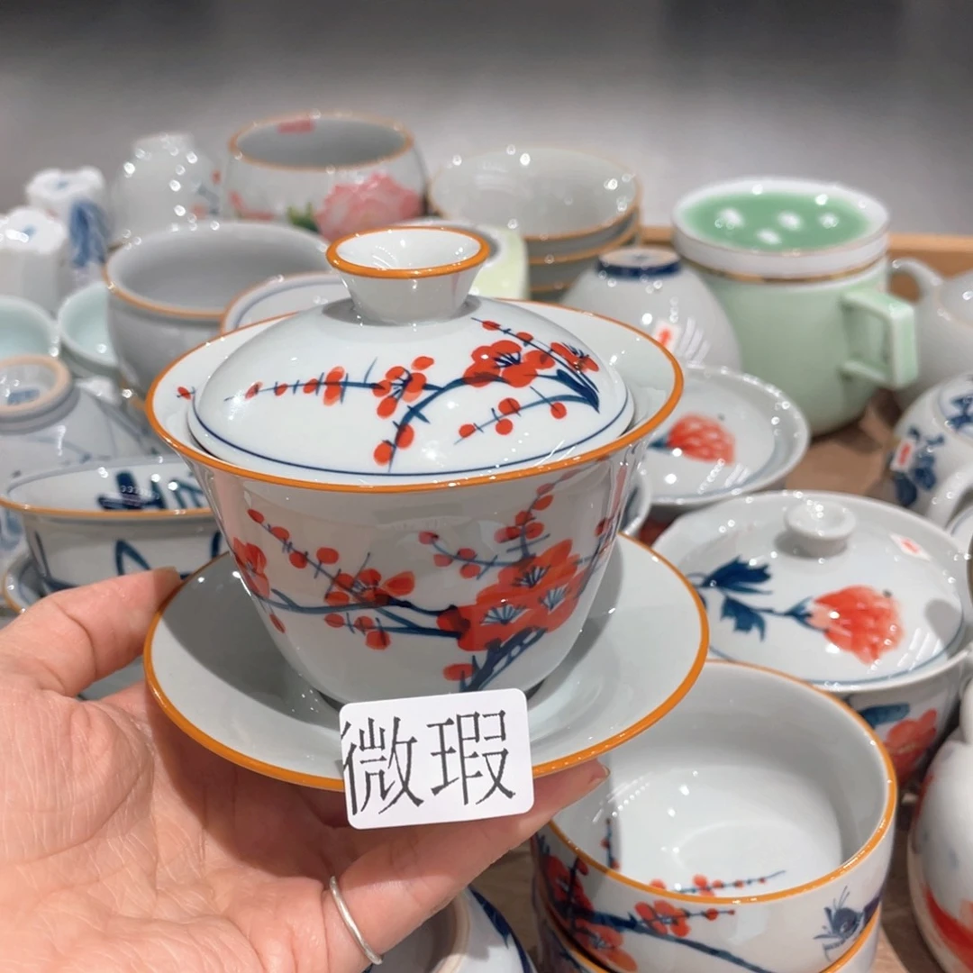 釉下彩纯手绘有瑕