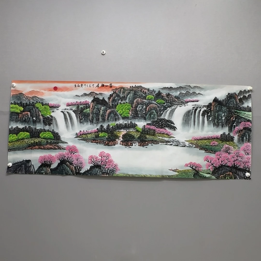 国画横幅六尺精品山水贾敏