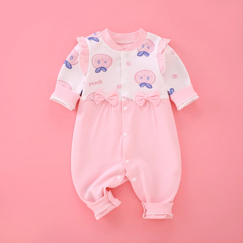 公主风婴儿衣服春季长袖女宝宝连体衣春秋季外出服新生儿哈衣爬服