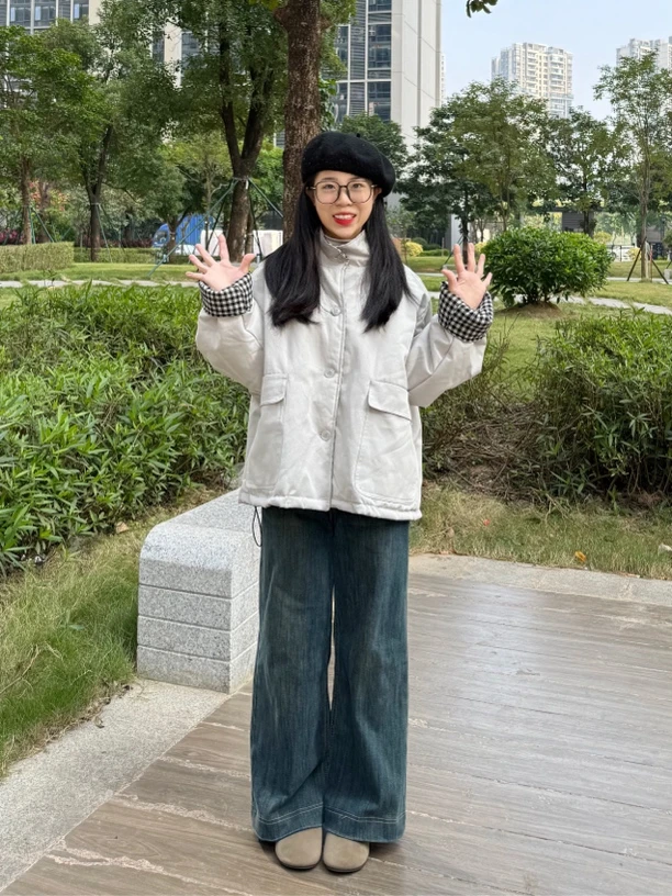 小个子罗罗【双面穿格纹棉衣】夹棉棉衣外套拼接宽松显瘦百搭韩版