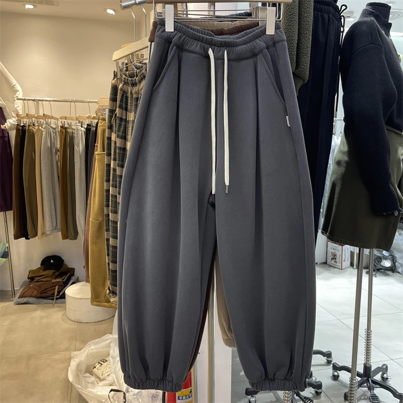 胖妹妹200斤大码加绒加厚哈伦灯笼卫裤女秋冬百搭显瘦香蕉阔腿裤