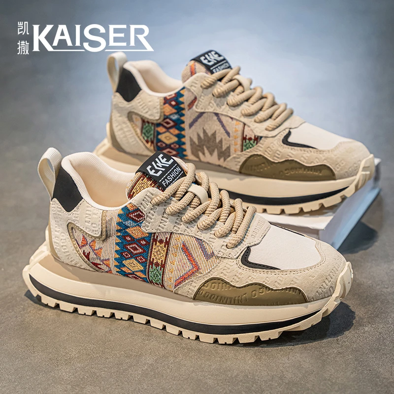 KAISER/凯撒·男鞋冬季时尚百搭休闲老爹鞋男士厚底增高运动阿甘鞋