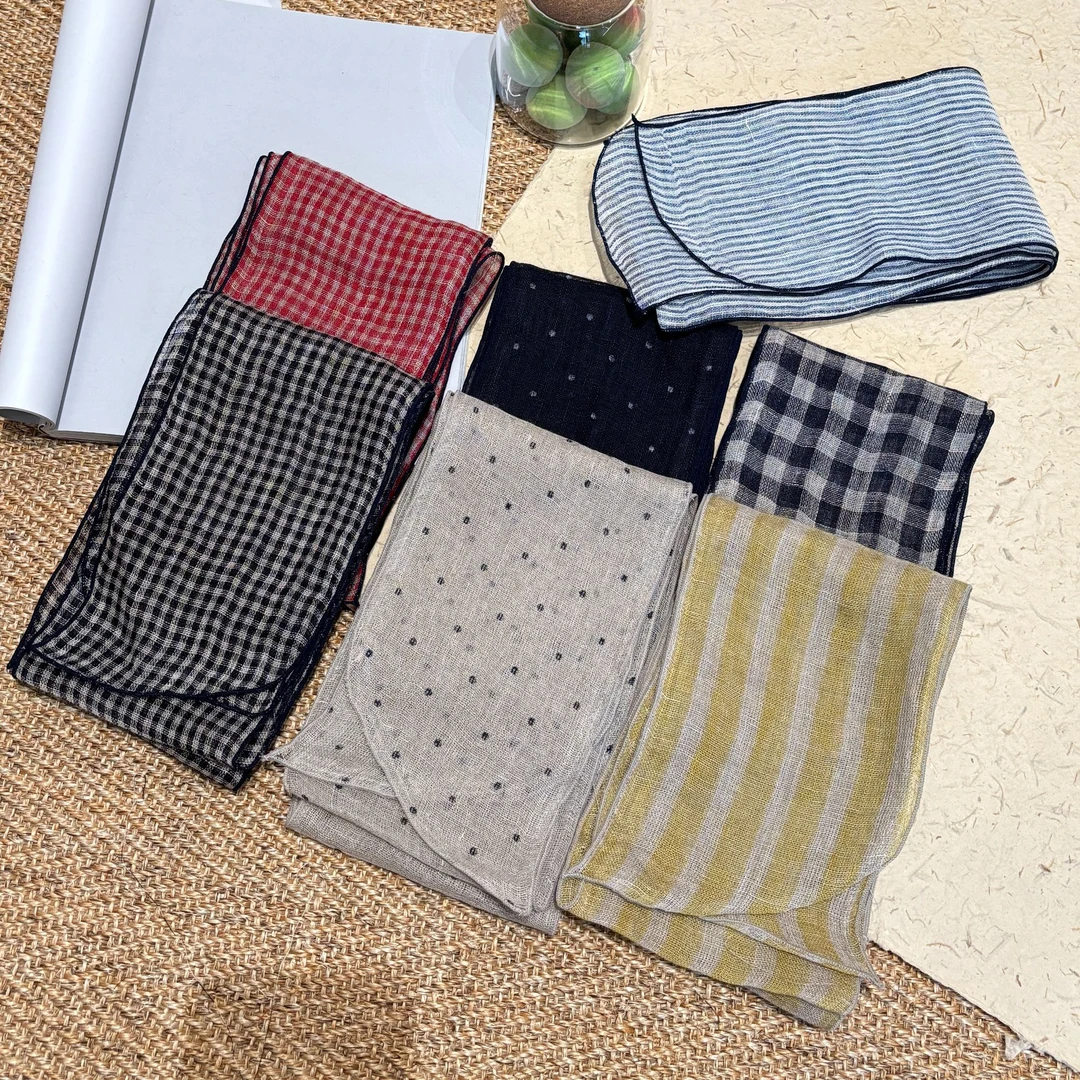 【182*12】韩国小众亚麻领巾 春款百搭飘带丝巾