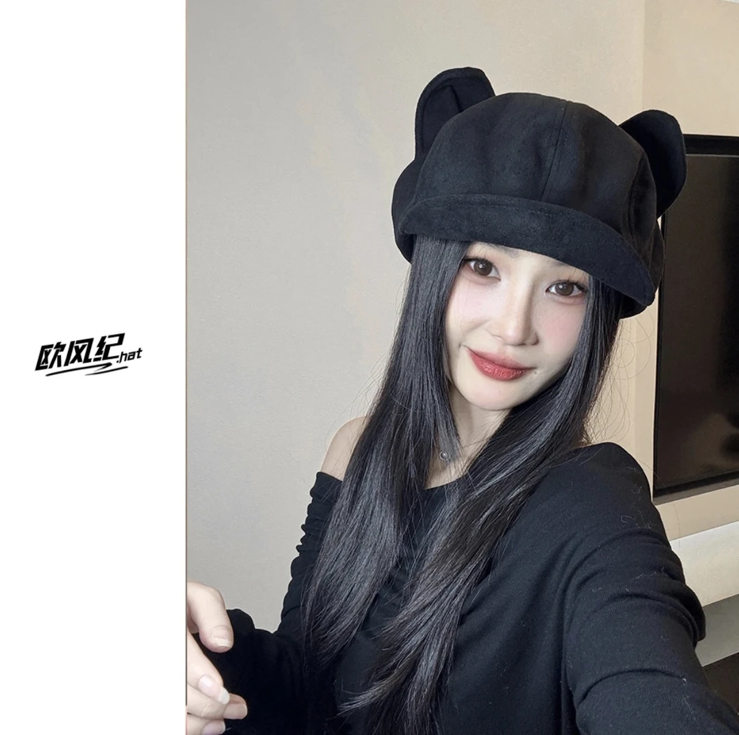 原创设计 六种戴法 百搭猫耳贝雷帽帽子宝藏显脸小贝雷帽鸭舌帽女