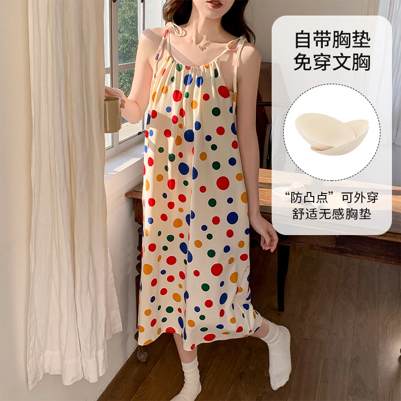 带胸垫睡裙夏季女款无袖吊带性感睡衣裙子夏天2025新款家居服气质