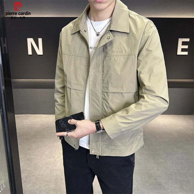 皮尔卡丹男士外套2025春季新款翻领帅气工装青年夹克百搭时尚上衣