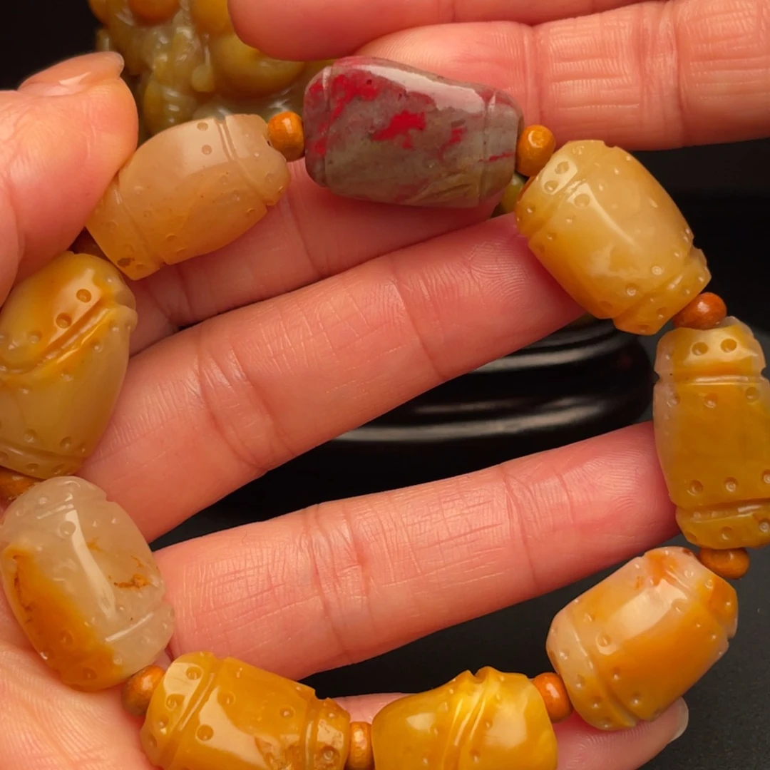 田黄石田黄石手把件手串