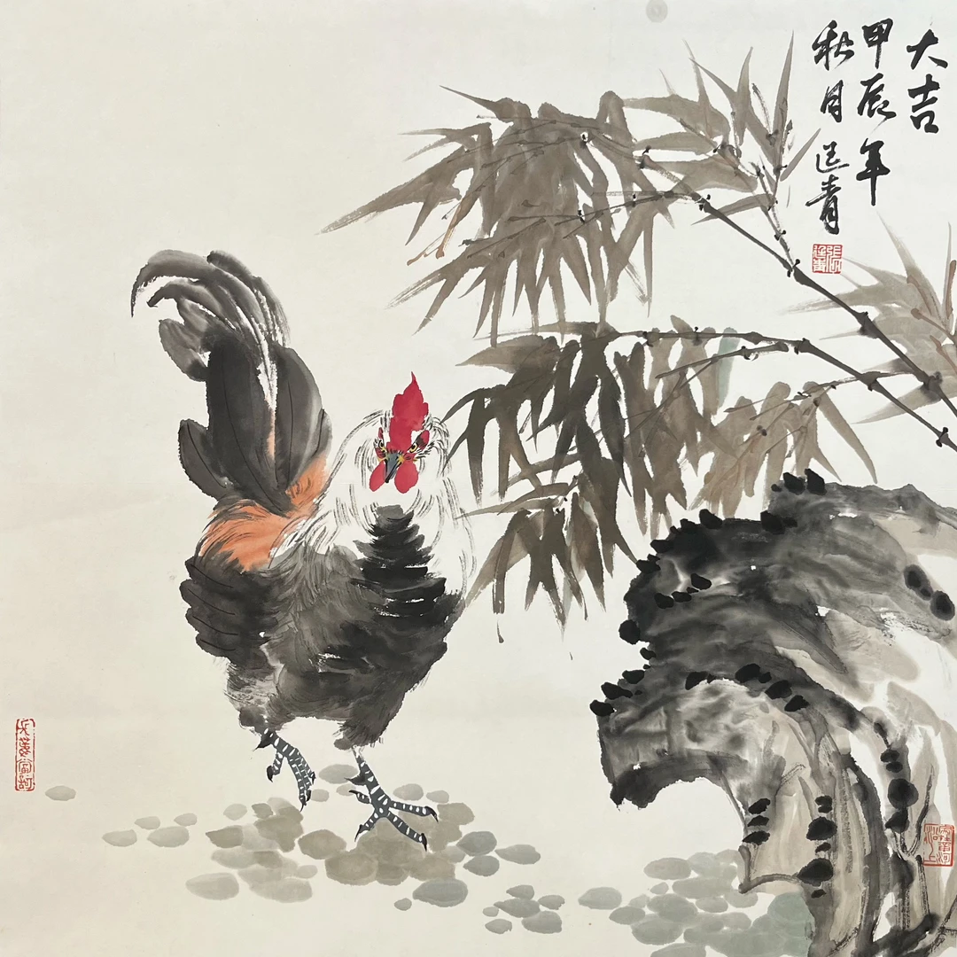 张大风艺术馆，张廷青绘画作品《大吉》Z02，尺寸68X68cm，软片