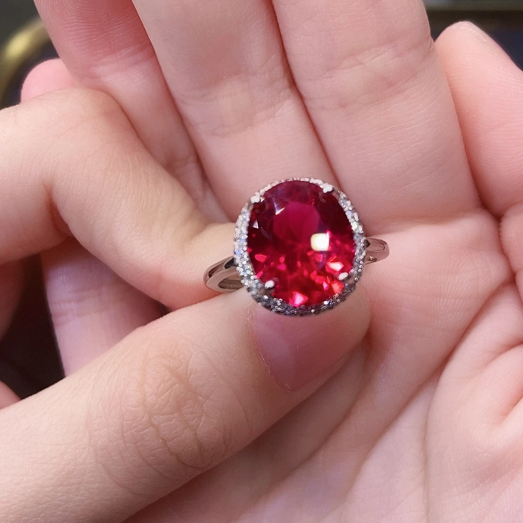 红宝石戒指银S925镶嵌