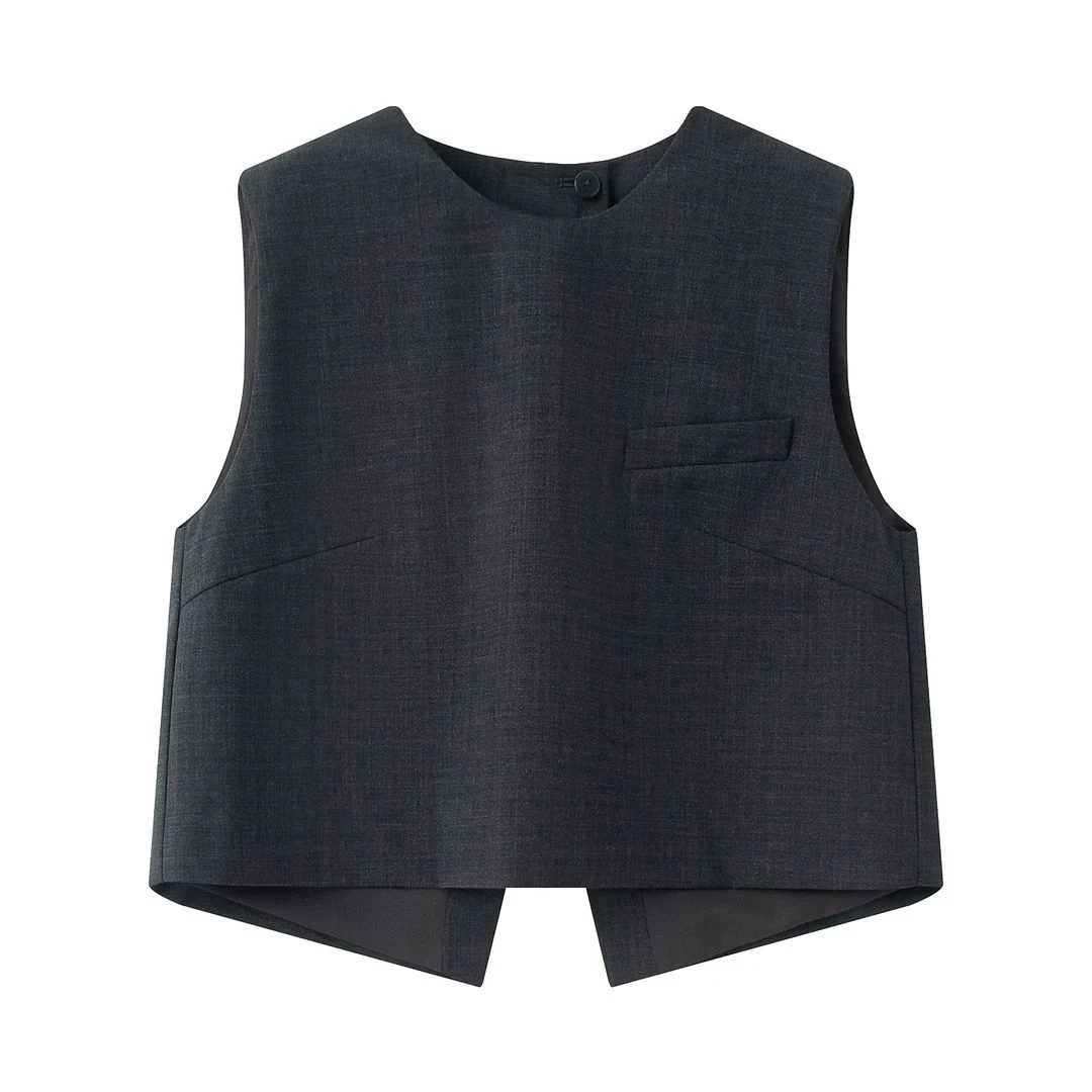 【艾家】同款2025夏季时尚百搭显瘦无袖马甲西装背心上衣女-3001