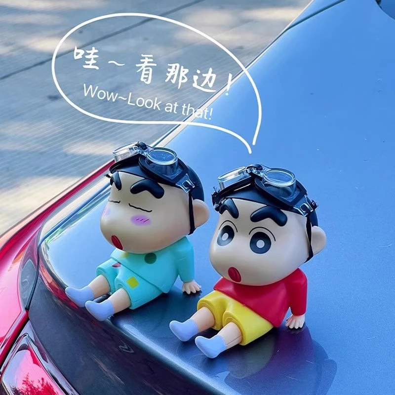 高档飞行员小新车载摆件汽车外卡通可爱公仔车载后备箱车顶装饰品