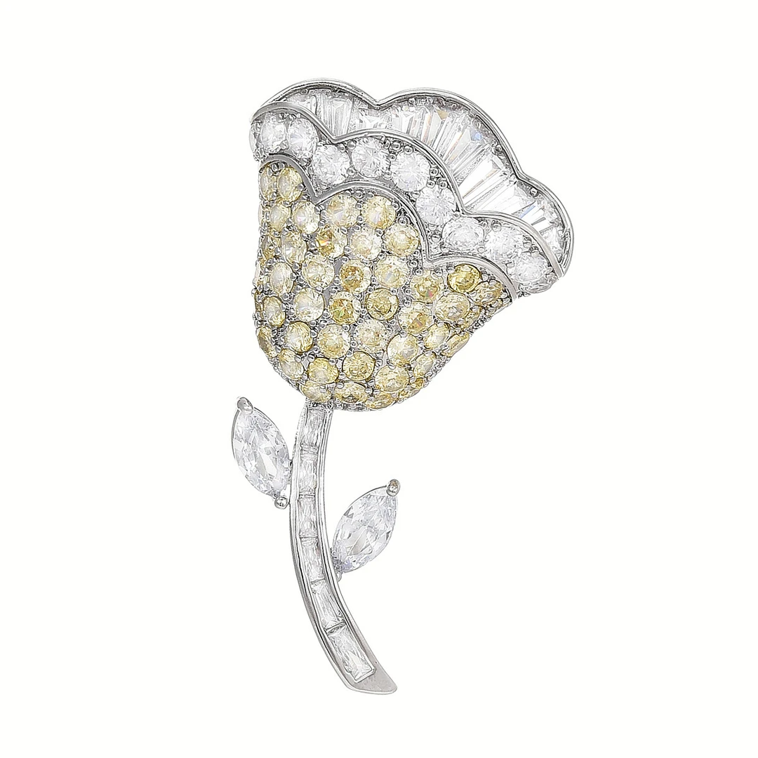 铜合金锆石胸针 百搭晶绽胸花磁吸扣胸针高档轻奢轻奢黄色精致