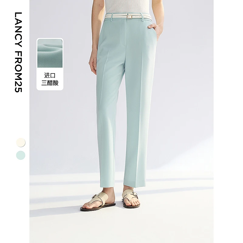 「欧若风」朗姿2025新款三醋酸西裤阔腿直筒商务通勤ol西装裤子女