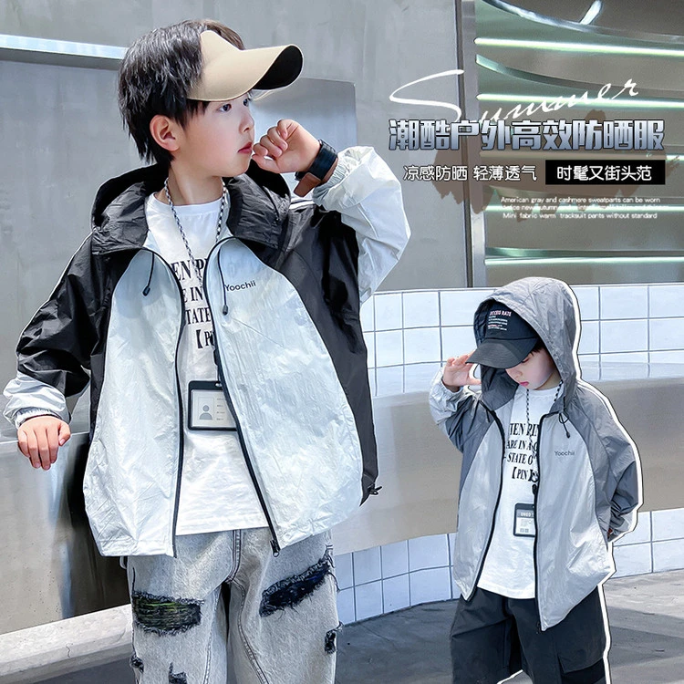 男童夏装防晒衣轻薄款2025新款中大儿童男孩防晒服炸街帅气夏款潮