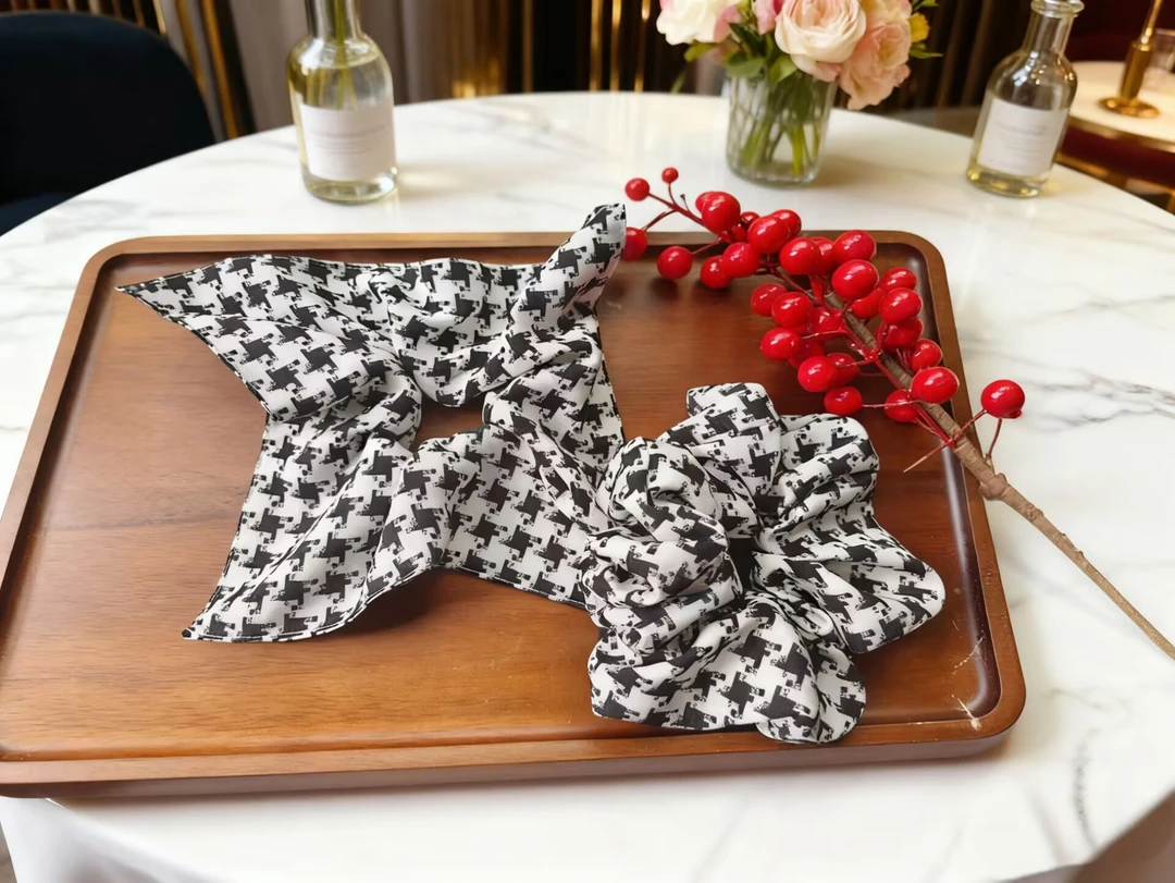 原创设计千鸟格纹复古甜美风气质发圈发绳头饰时尚韩版头绳少女