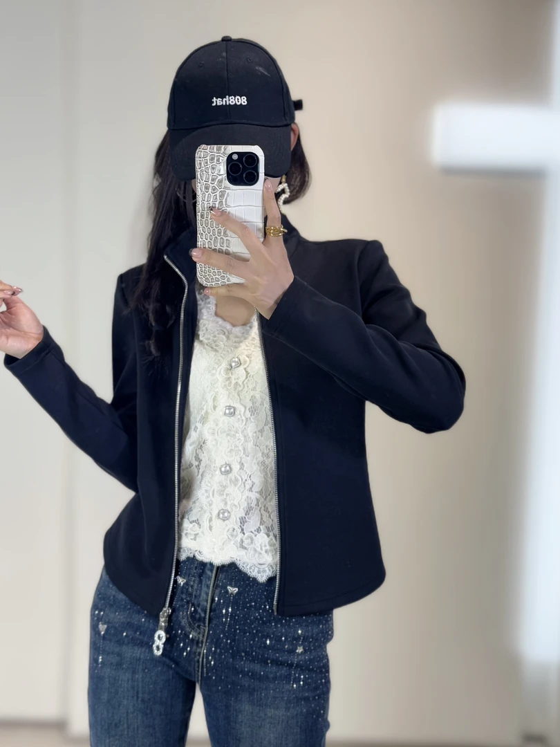 9980黑色净版收腰显瘦垫肩百搭休闲外套