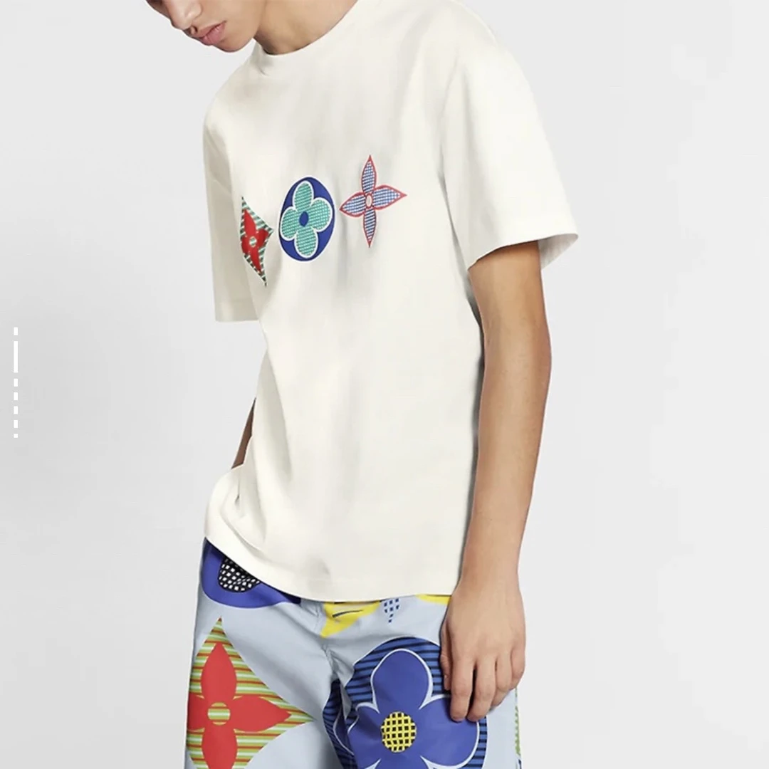 99新 LouisVuitton/路易威登 52940拼色Monogram印花休闲短袖T恤