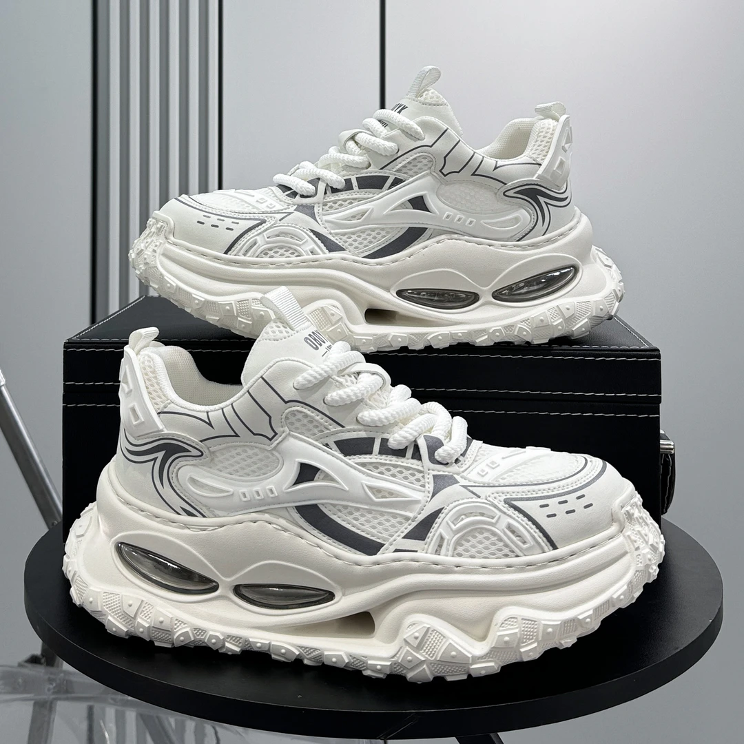 okkdey厚底内增高老爹鞋鞋子男秋季网面透气小众运动休闲鞋