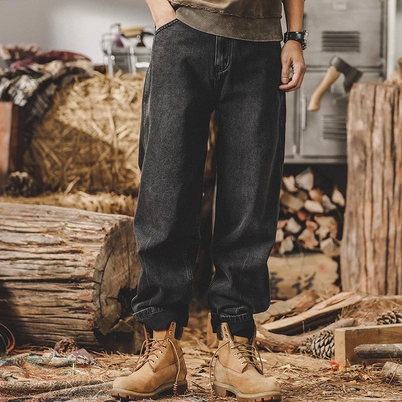 Cebrodz重磅黑色牛仔裤2025春夏新款直筒宽松潮牌男士潮流裤子