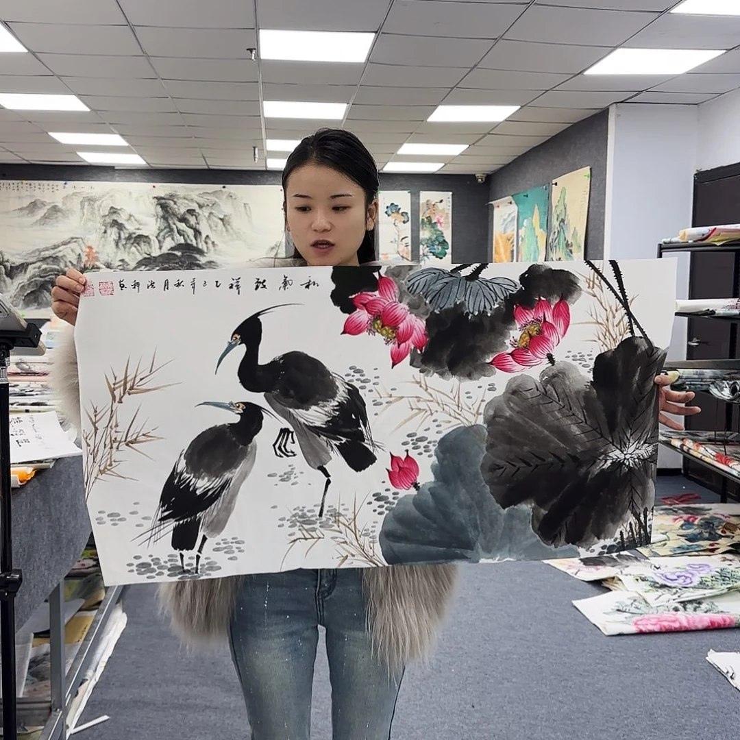 国画作品小姐姐放漏中