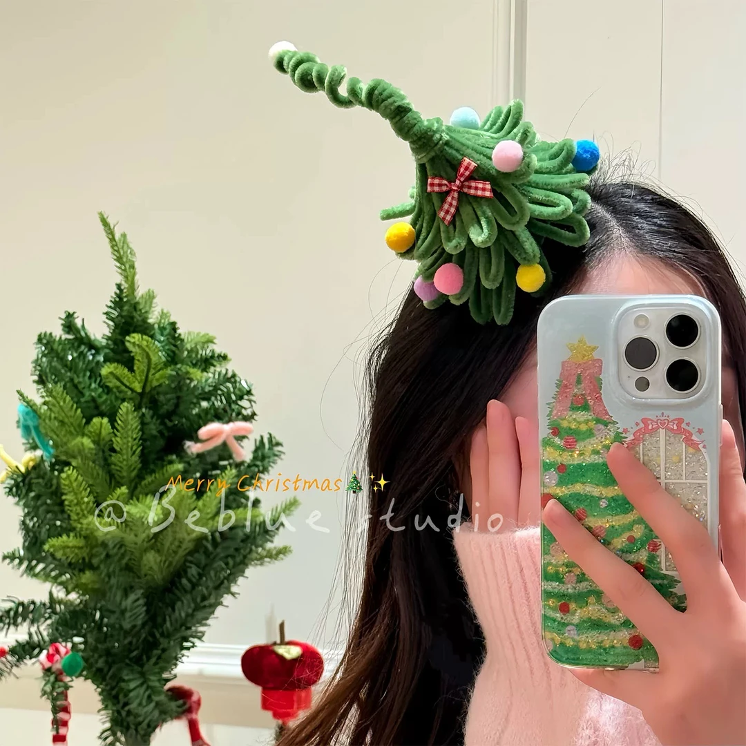 圣诞奇遇~绿色扭扭棒圣诞树发箍2025新款秋冬头箍氛围感拍照发饰