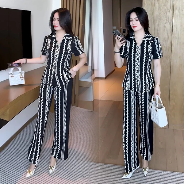 【季颜品牌】夏季新款穿搭洋气时尚气质两件套不挑人减龄套装193