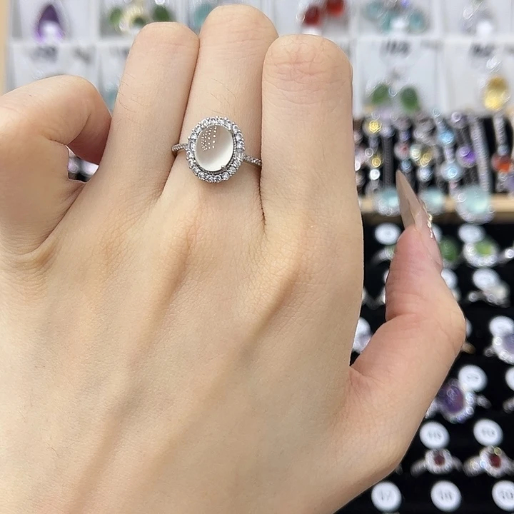 岫玉银S925镶嵌戒指