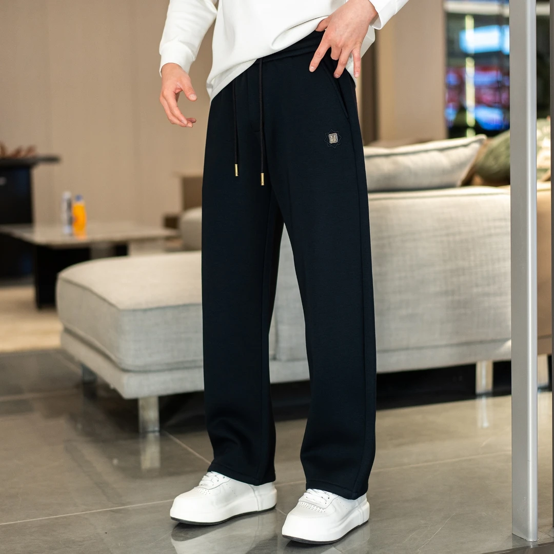 1525/2025秋冬男士老钱风大码阔腿裤休闲直筒裤宽松简约百搭长裤