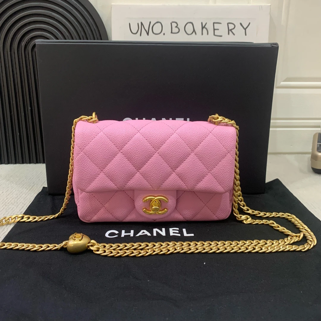 99新 Chanel/香奈儿 23p粉色爱心金球方胖子99新