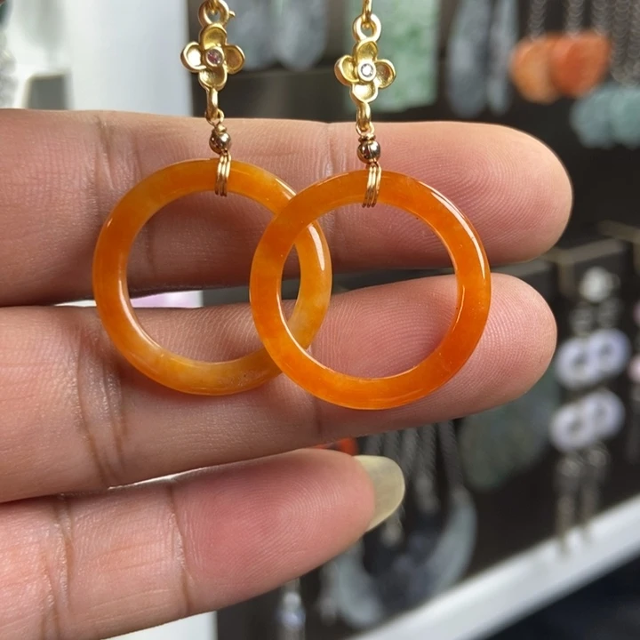 翡翠银S925镶嵌耳饰品质珠宝
