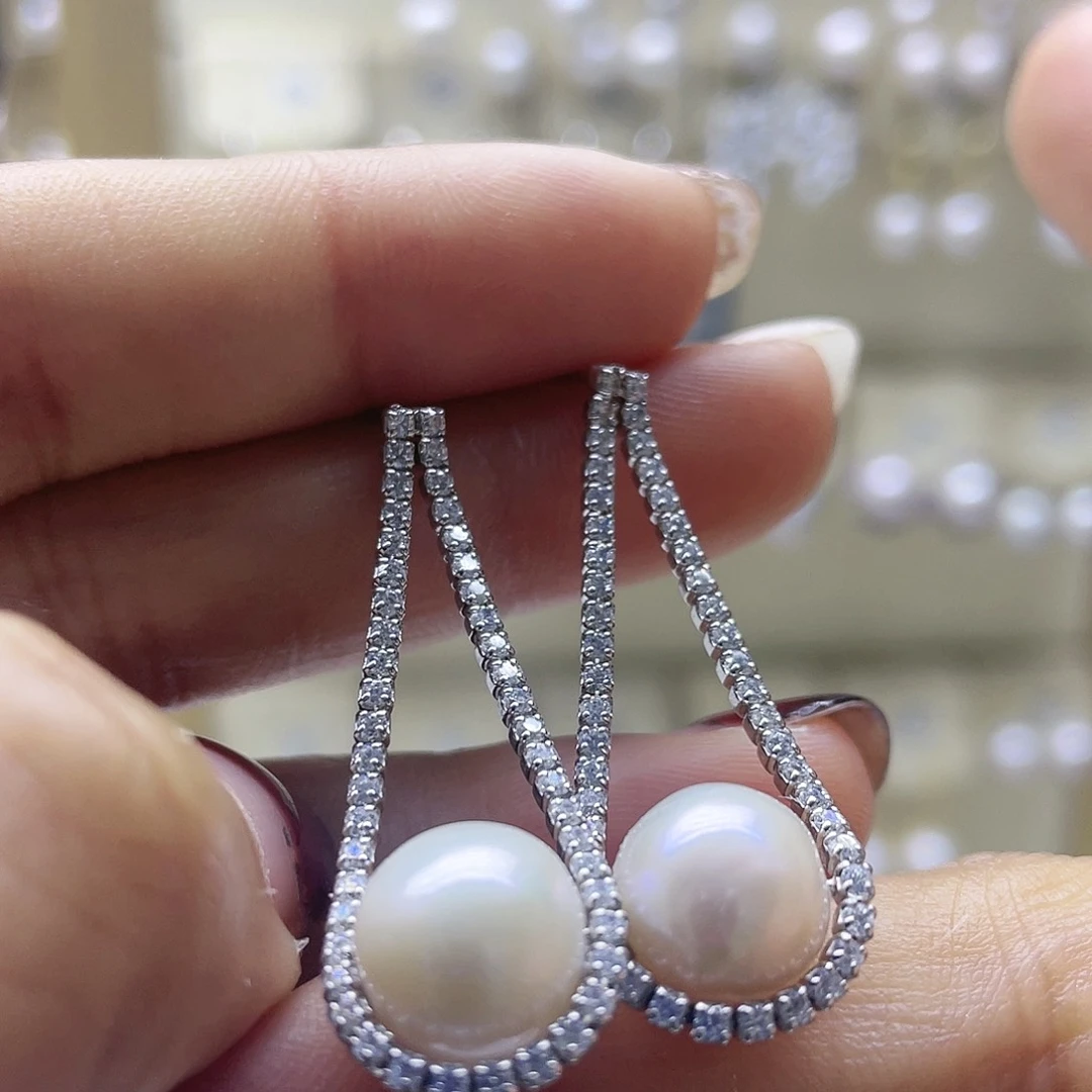 淡水珍珠耳饰银S925镶嵌