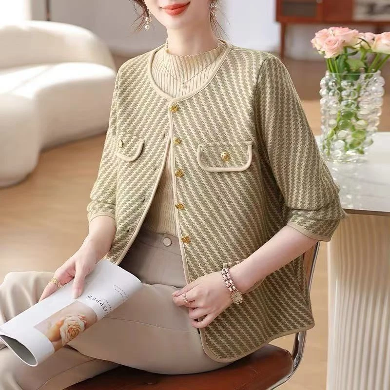 903时尚优雅千鸟格小香风外套