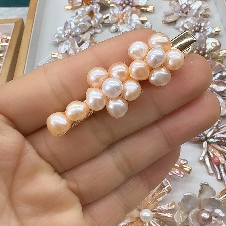 淡水珍珠发饰银S925镶嵌