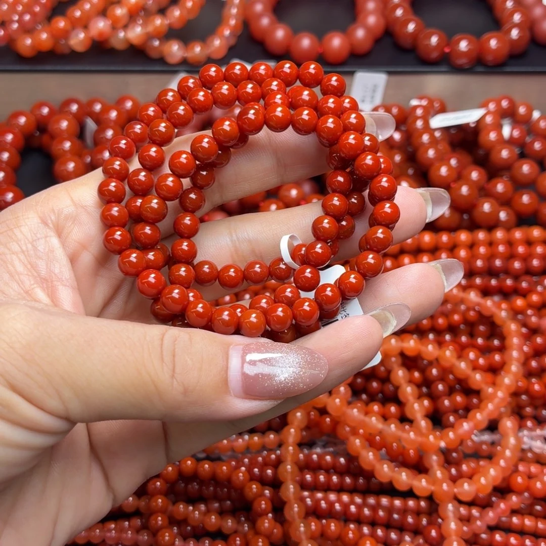 夕***然未镶嵌天然玛瑙手串多圈玛瑙/玉髓