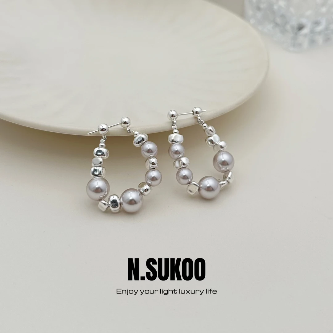 铜合金仿珍珠耳饰 耳扣E0055时尚韩系气质温柔小耳环系列贝珠耳圈