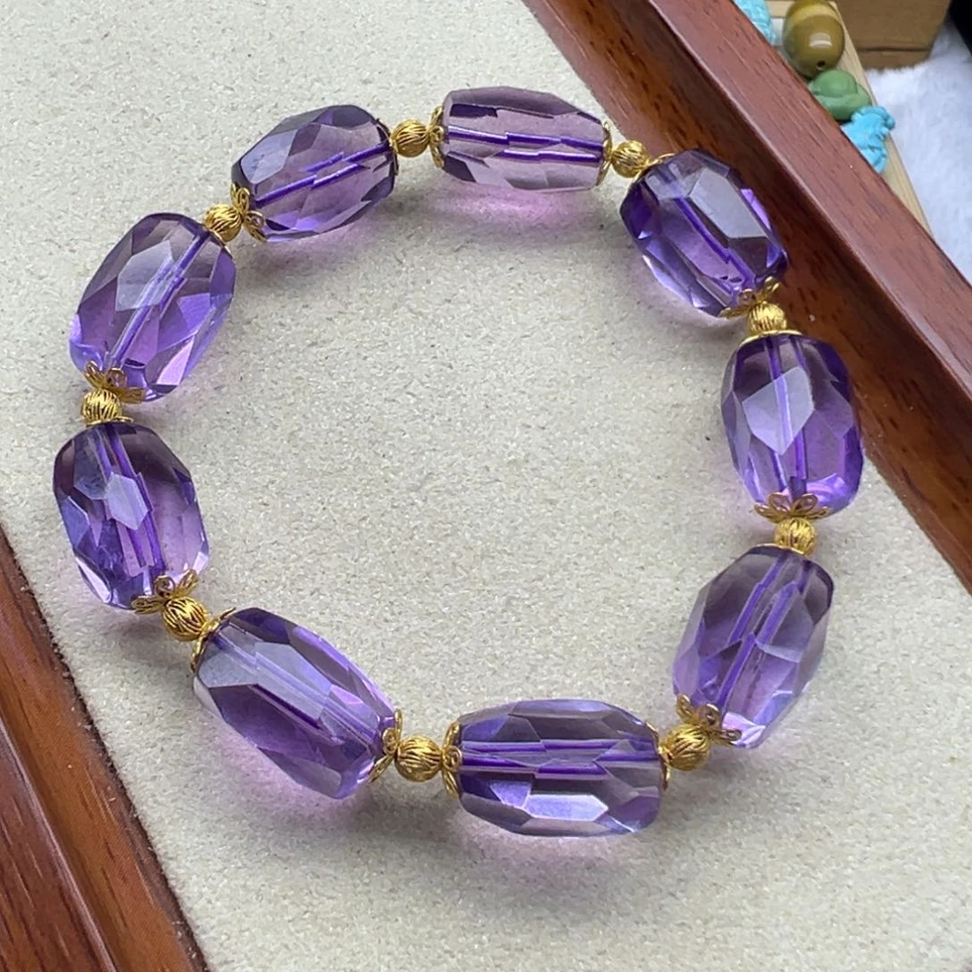 水晶手链18K金镶嵌紫水晶