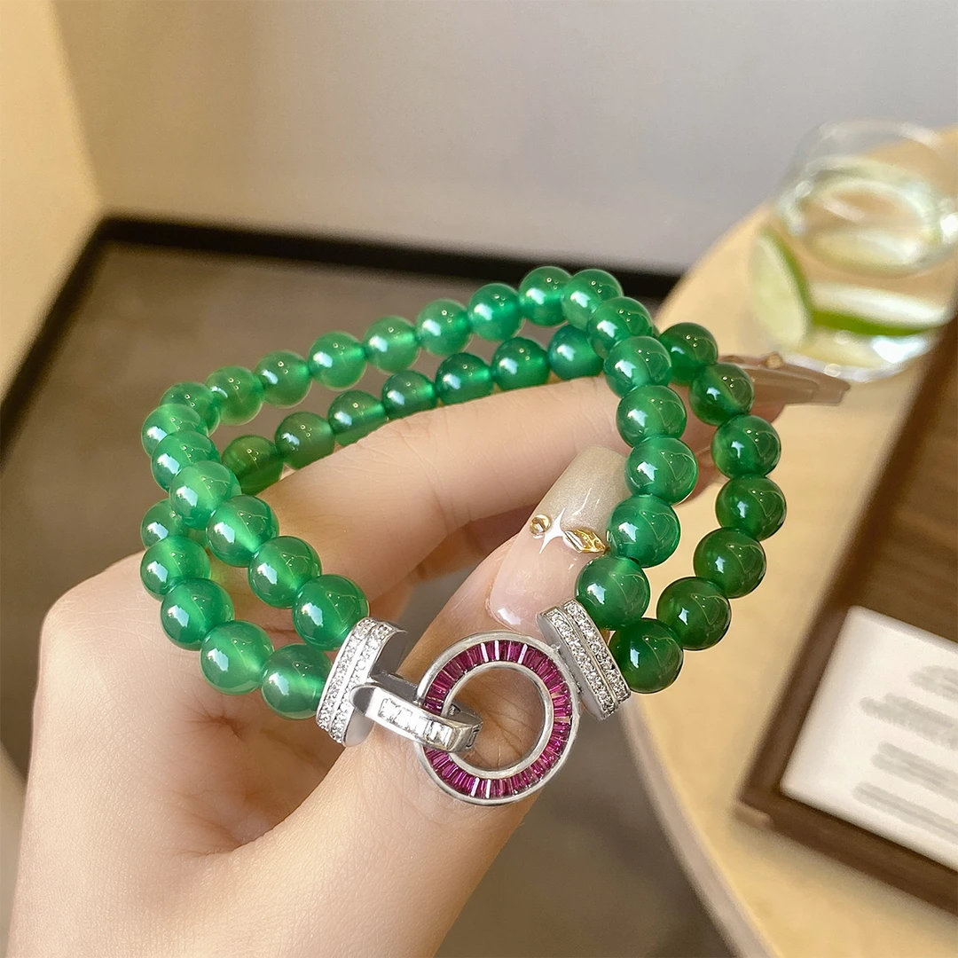 铜合金石英石手链 「主母」多层绿色手链 气质高档手链轻奢女士手串