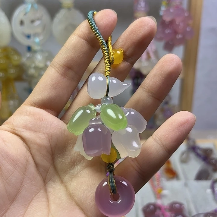 钥匙汽车包包挂多宝款晴水绿小金线设计