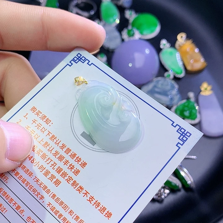 翡翠挂件18K金镶嵌5965744