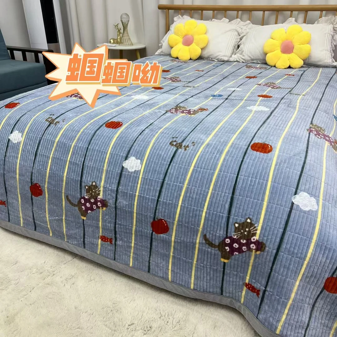 【招财猫】牛奶绒生姜暖绒加厚保暖亲肤透气双人床盖孤品微瑕
