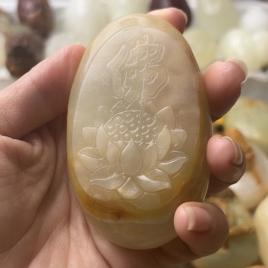 石材方解石手把摆件不退换佛莲