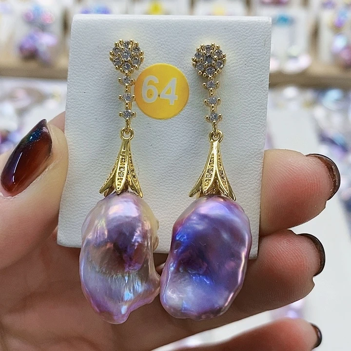 银S925镶嵌耳饰淡水珍珠